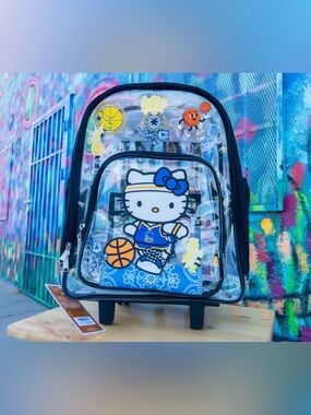 KAWAII Golden State Basketball Clear Rolling Backpack 17” - Black